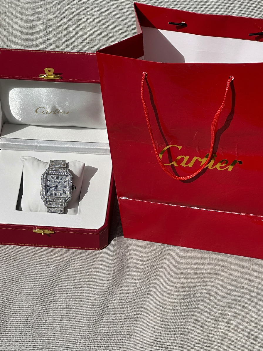 Cartier Santos ICED OUT — נוכחות יוקרתית