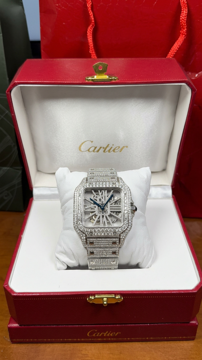 Cartier Santos Skeleton — שיבוץ מלא ברק יהלום